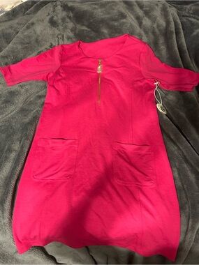 Spartina Bright Pink Zip-Front Pocket  Dress NWT
